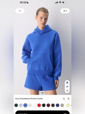 Aritzia cozy sweat fleece perfect hoodie and shorts